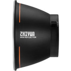 Zhiyun Molus X100 Pro bi-color LED light showing adjustable brightness and color temperature on a professional lighting panel.