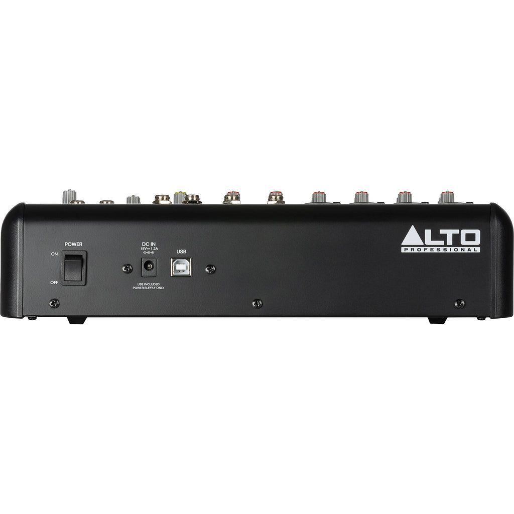 Alto Professional TrueMix 800FX analog mixer with multiple input channels and control knobs for audio mixing.