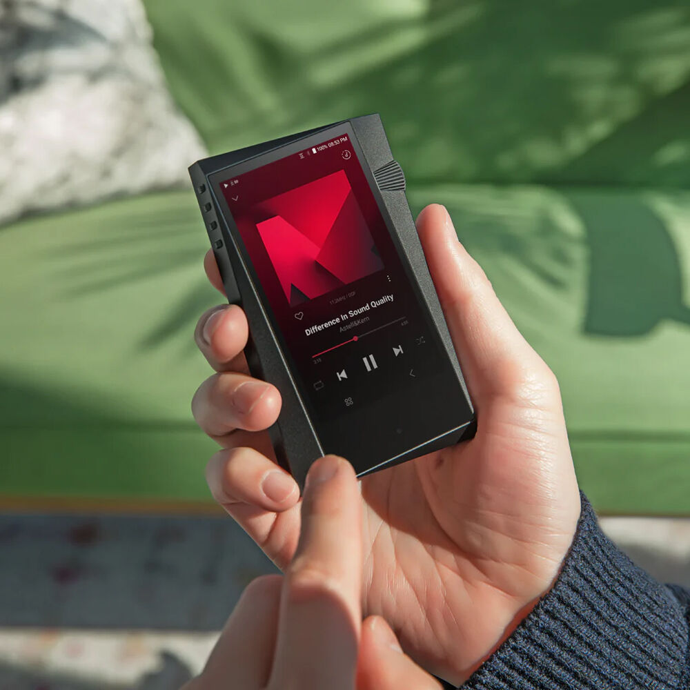 Astell&Kern A&norma SR35 portable music player with sleek black design and touchscreen display.