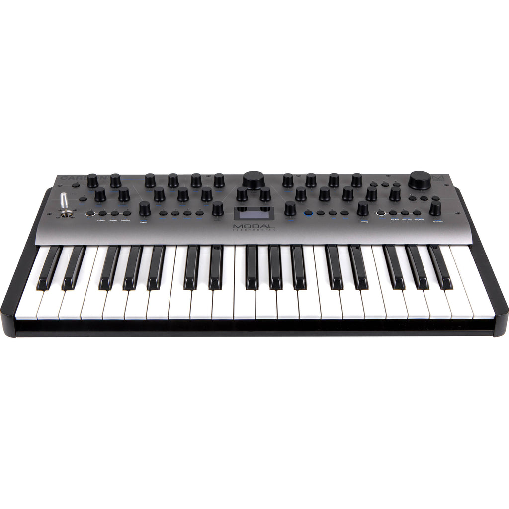 Modal Electronics Carbon8 keyboard synthesizer with a compact design and control knobs, ready for music production.