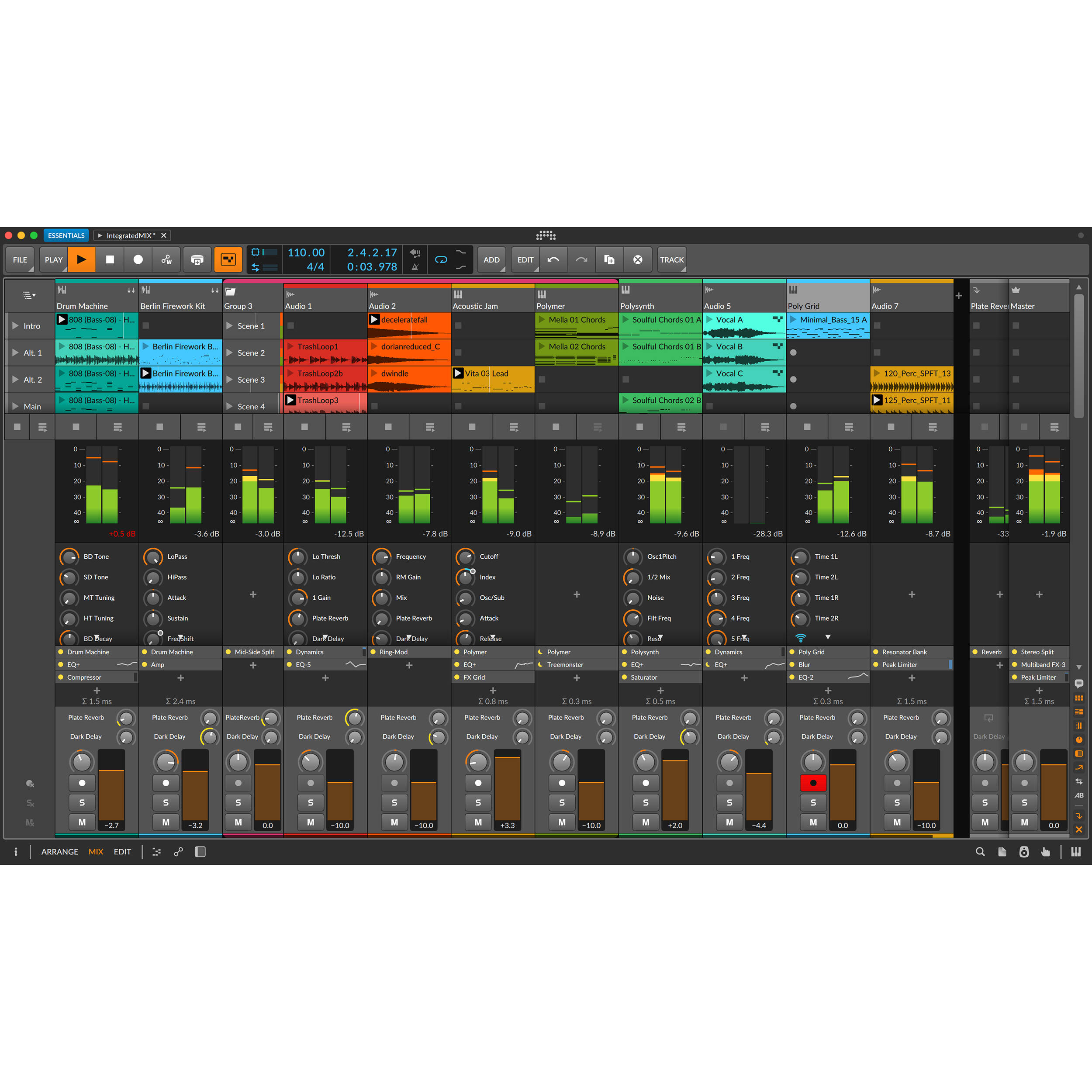Bitwig Studio Essentials 5 music production software interface showing digital audio workspace and editing tools.