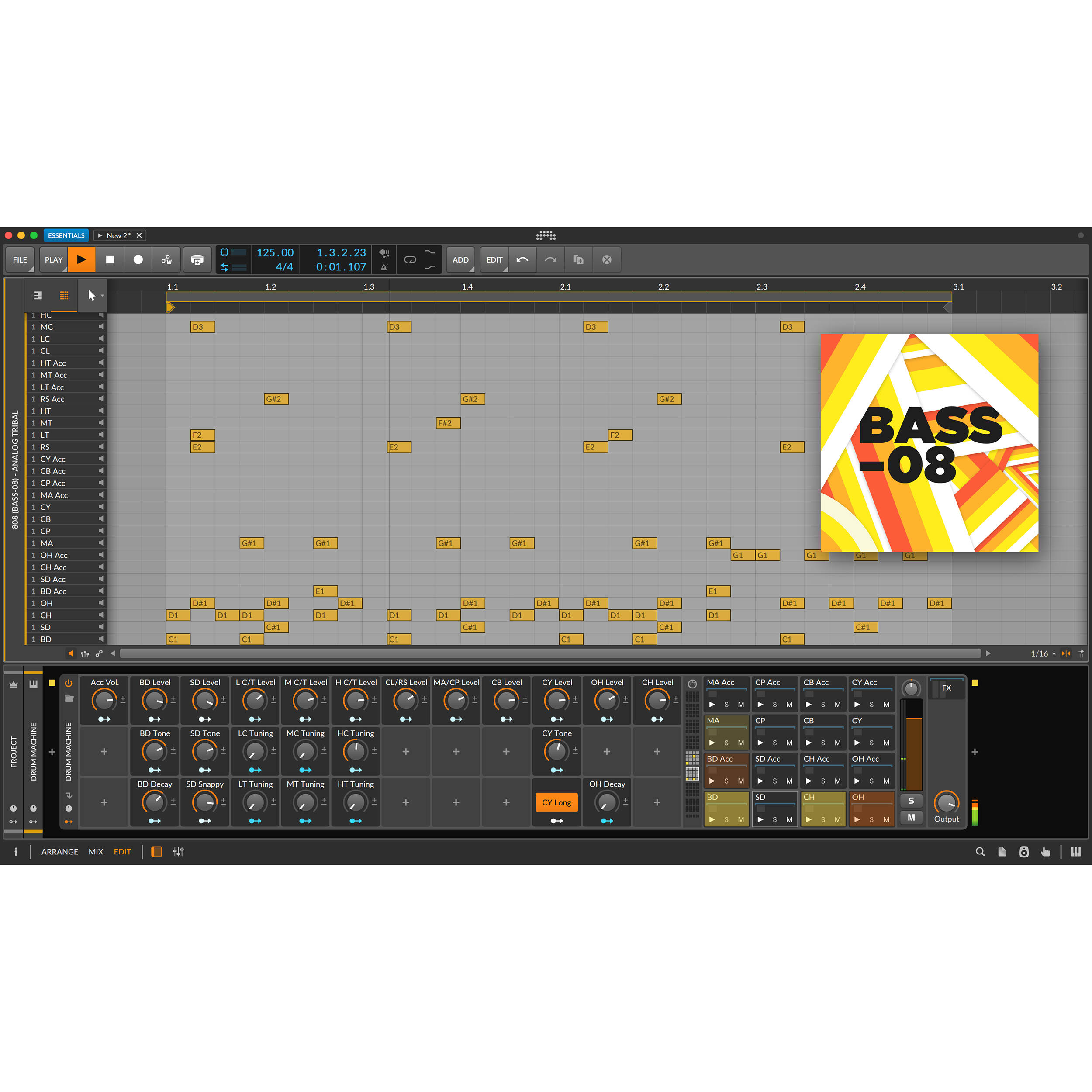 Bitwig Studio Essentials 5 music production software interface with digital audio workspace and editing tools.