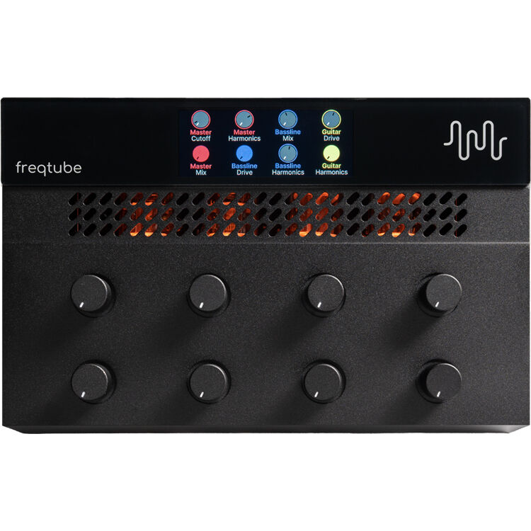 Freqport FreqTube FT1 effects and accessories device, shown with cables and controls on a clean surface.