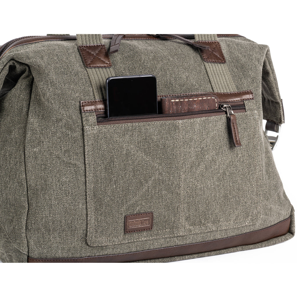 Think Tank Retrospective Weekender video equipment bag with padded compartments and sturdy handles for travel and storage.