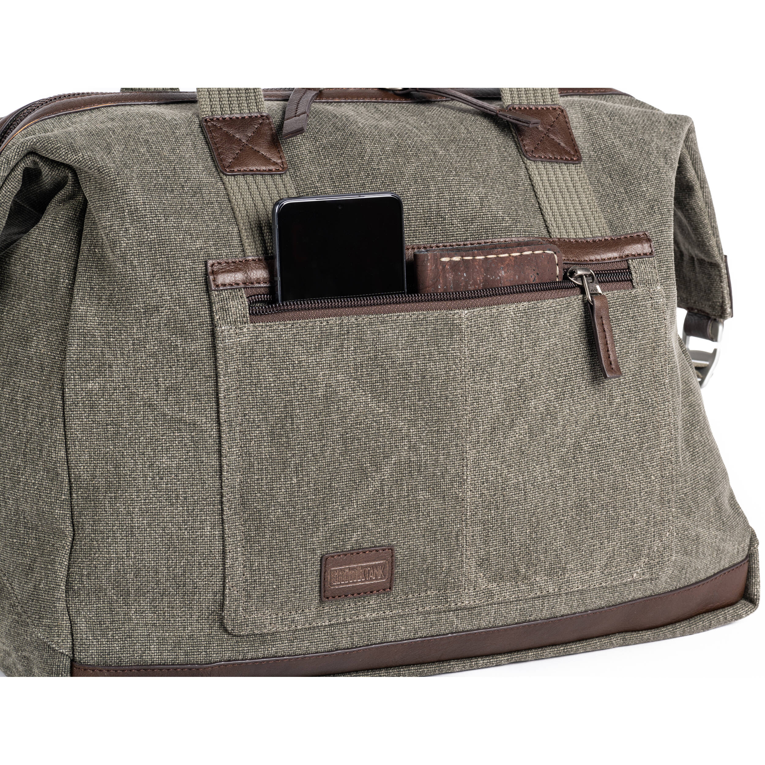 Think Tank Retrospective Weekender video equipment bag with padded compartments and sturdy handles for travel and storage.