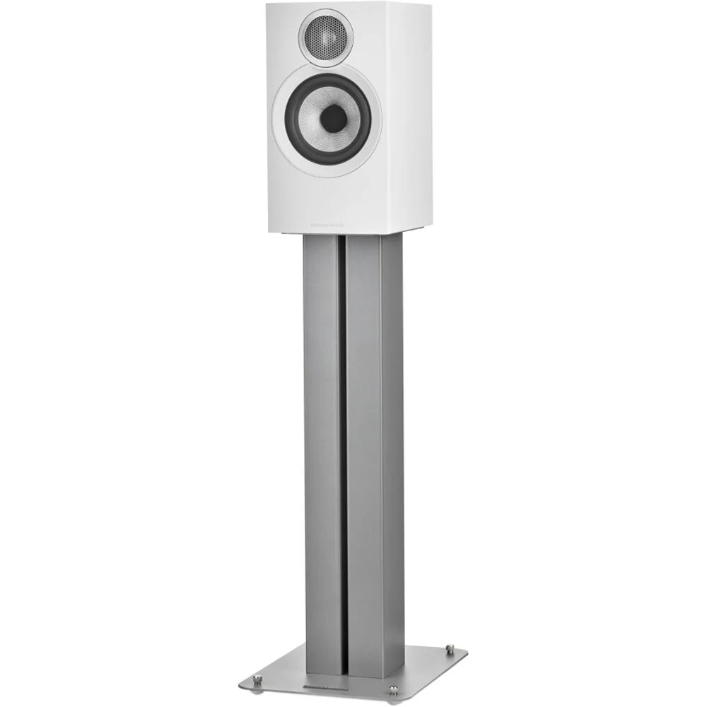 Bowers & Wilkins 607 S3 passive bookshelf speakers, compact black wood finish with metal grille, designed for high-quality audio.