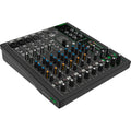 Mackie ProFX10v3+ analog mixer with multiple input channels, knobs, and faders for professional sound mixing.