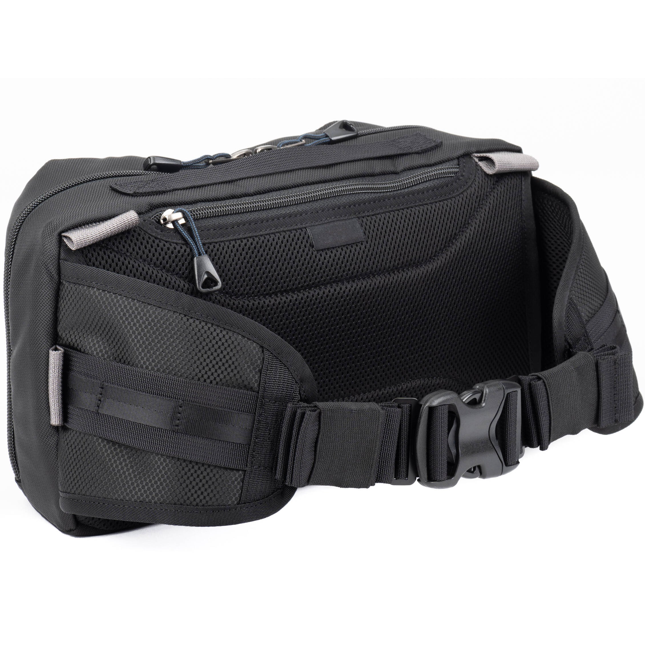 Think Tank PressPass video equipment bag with padded compartments and adjustable straps for professional camera gear storage.