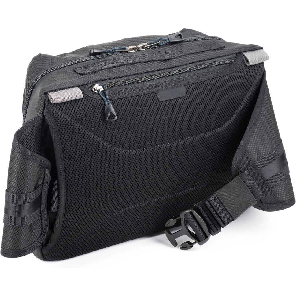 Think Tank PressPass video equipment bag with padded compartments and adjustable straps for professional camera gear storage.
