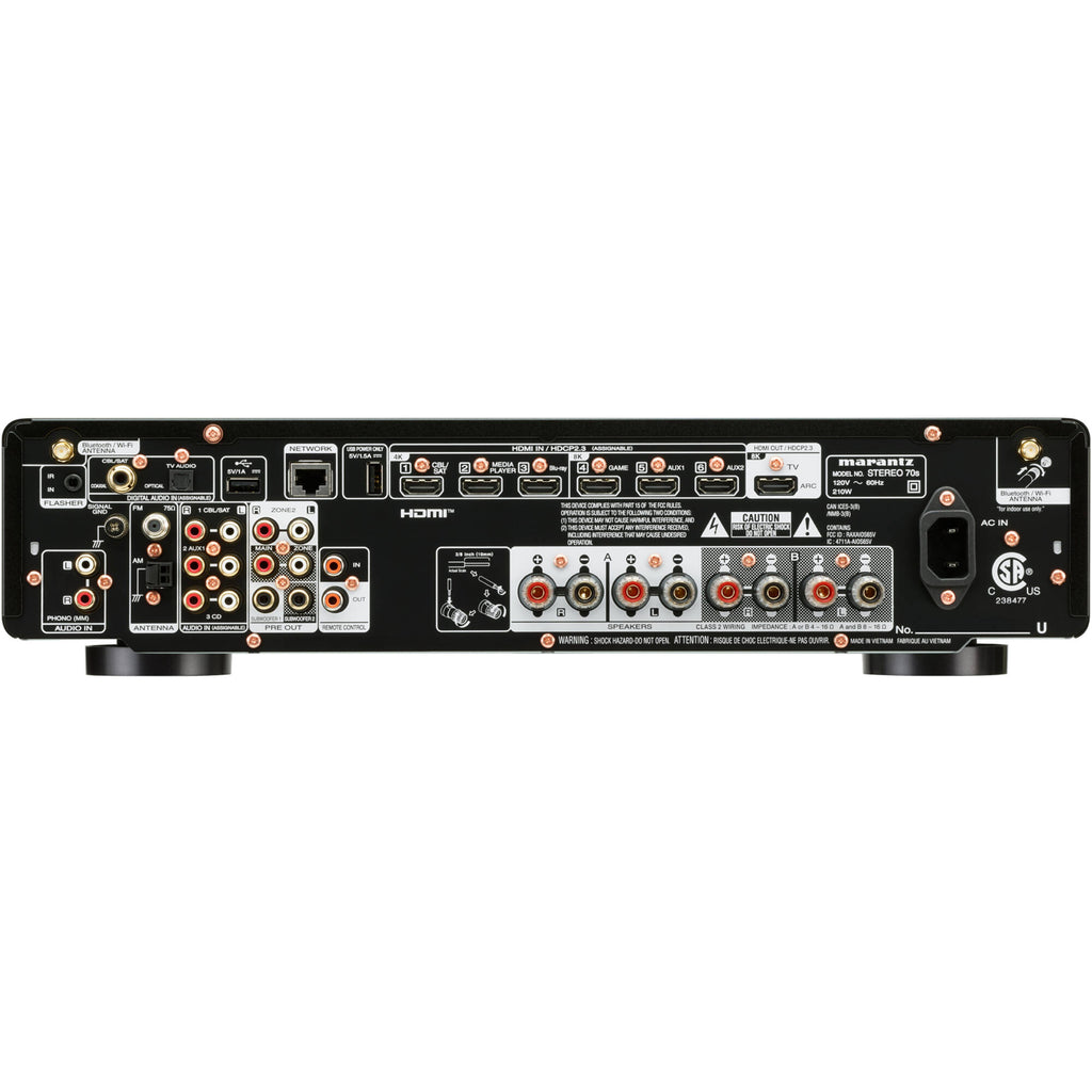 Marantz Stereo 70s stereo amplifier with vintage design and control knobs, showcasing a classic audio component.