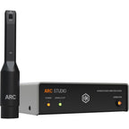 IK Multimedia ARC Studio room calibration system setup, showing the hardware and interface for audio room correction.