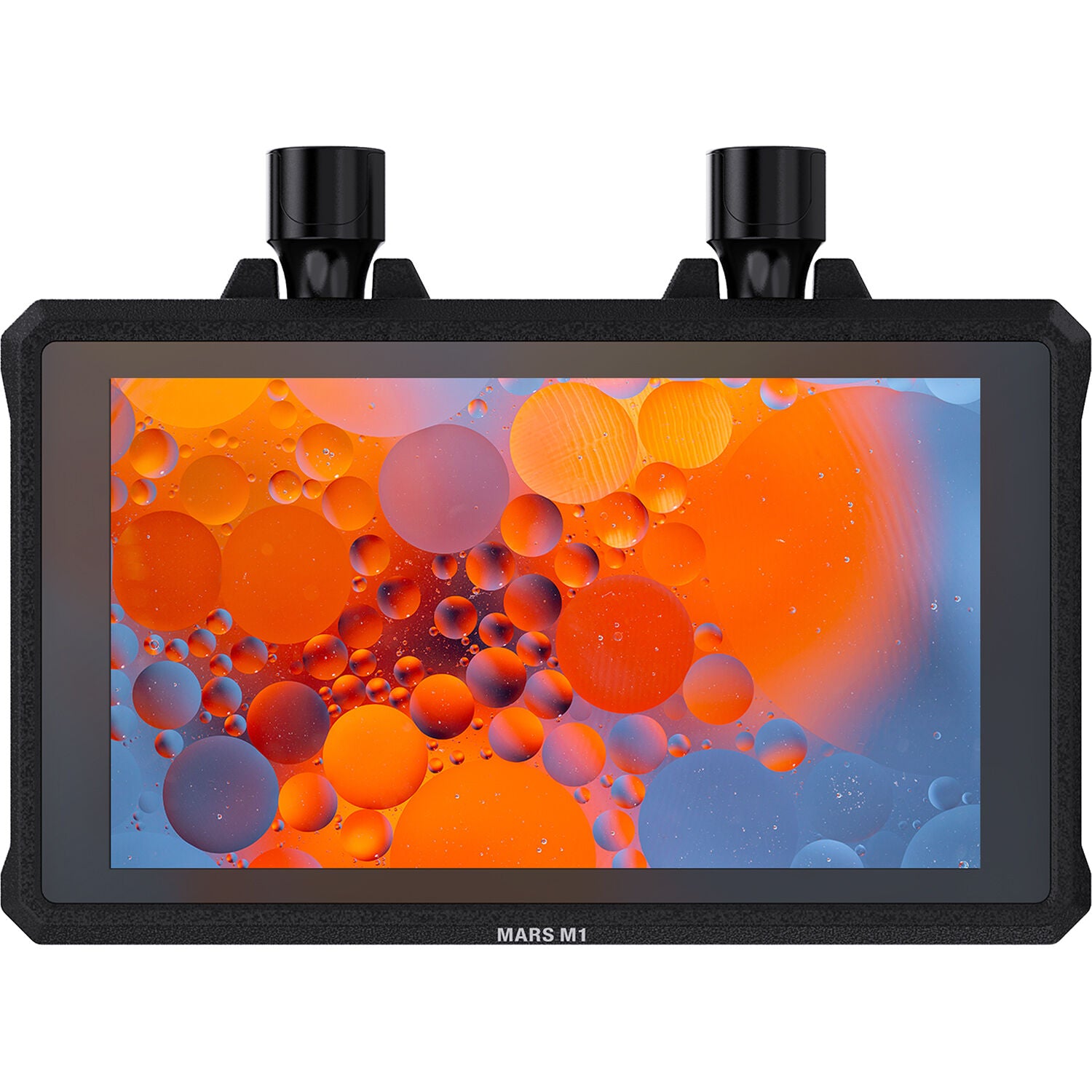 Hollyland Mars M1 Enhanced video monitor showing screen with interface and control buttons for professional video monitoring.