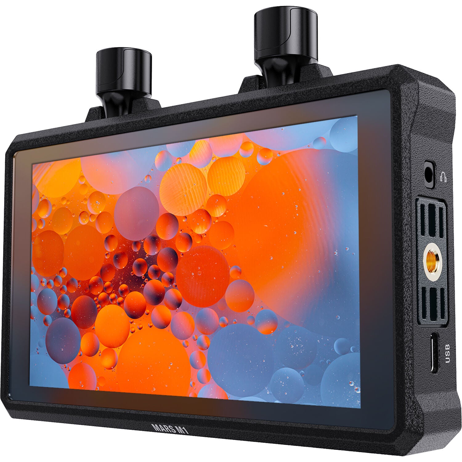 Hollyland Mars M1 Enhanced video monitors set with two compact, wireless HDMI transmitters and receivers for professional video monitoring.