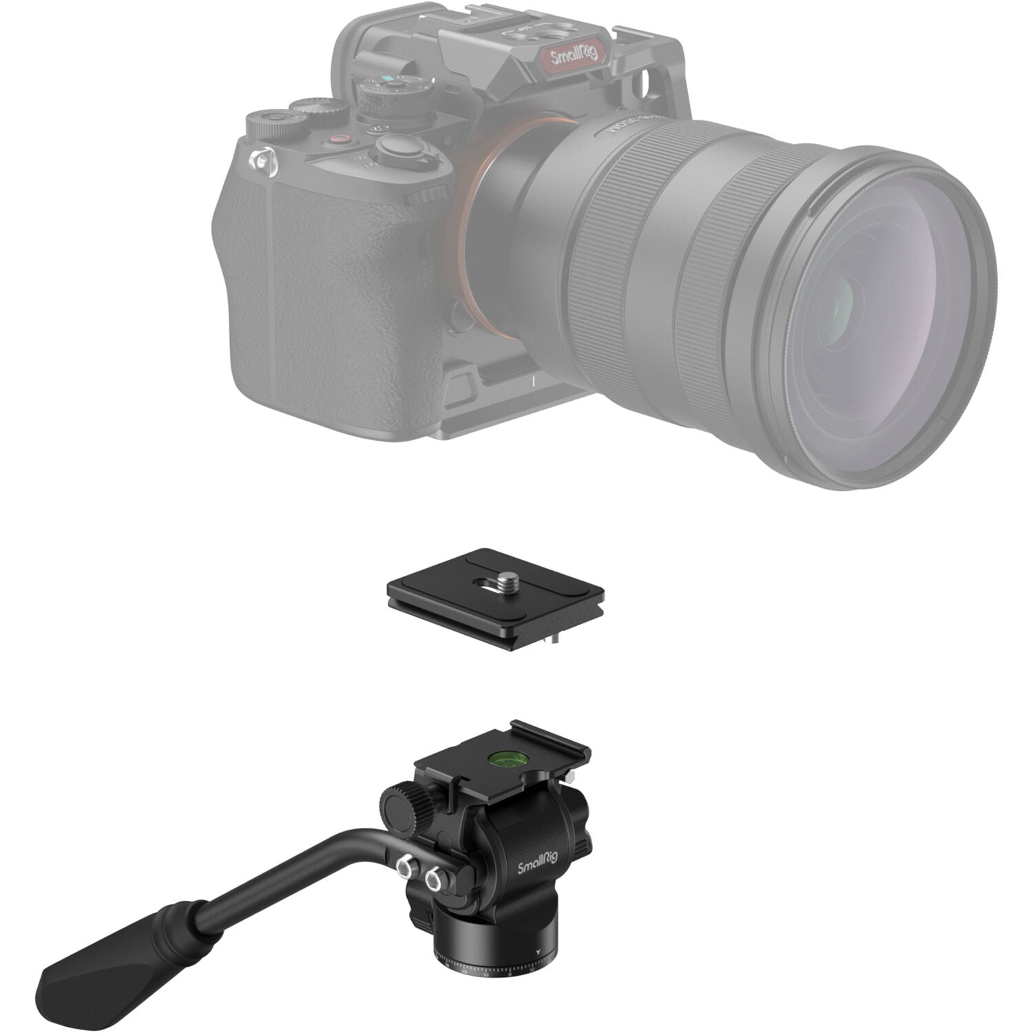 SmallRig CT180 video tripod kit with adjustable legs and fluid head for stable filming and smooth camera movements.