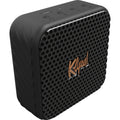 Klipsch Austin portable speaker with black finish, compact design, and control buttons on top, ideal for on-the-go listening.