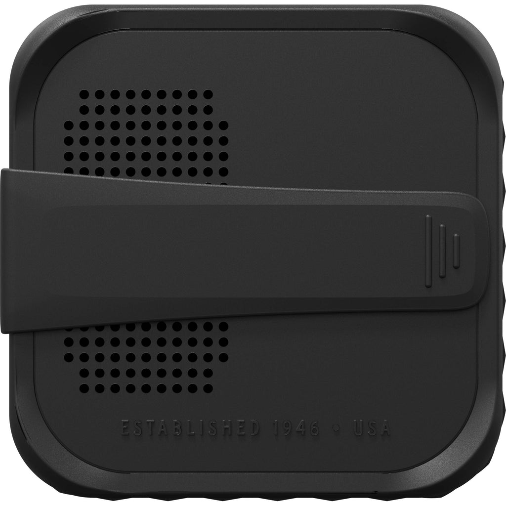 Klipsch Austin portable speaker with black design, compact size, and textured grille for premium sound on the go.