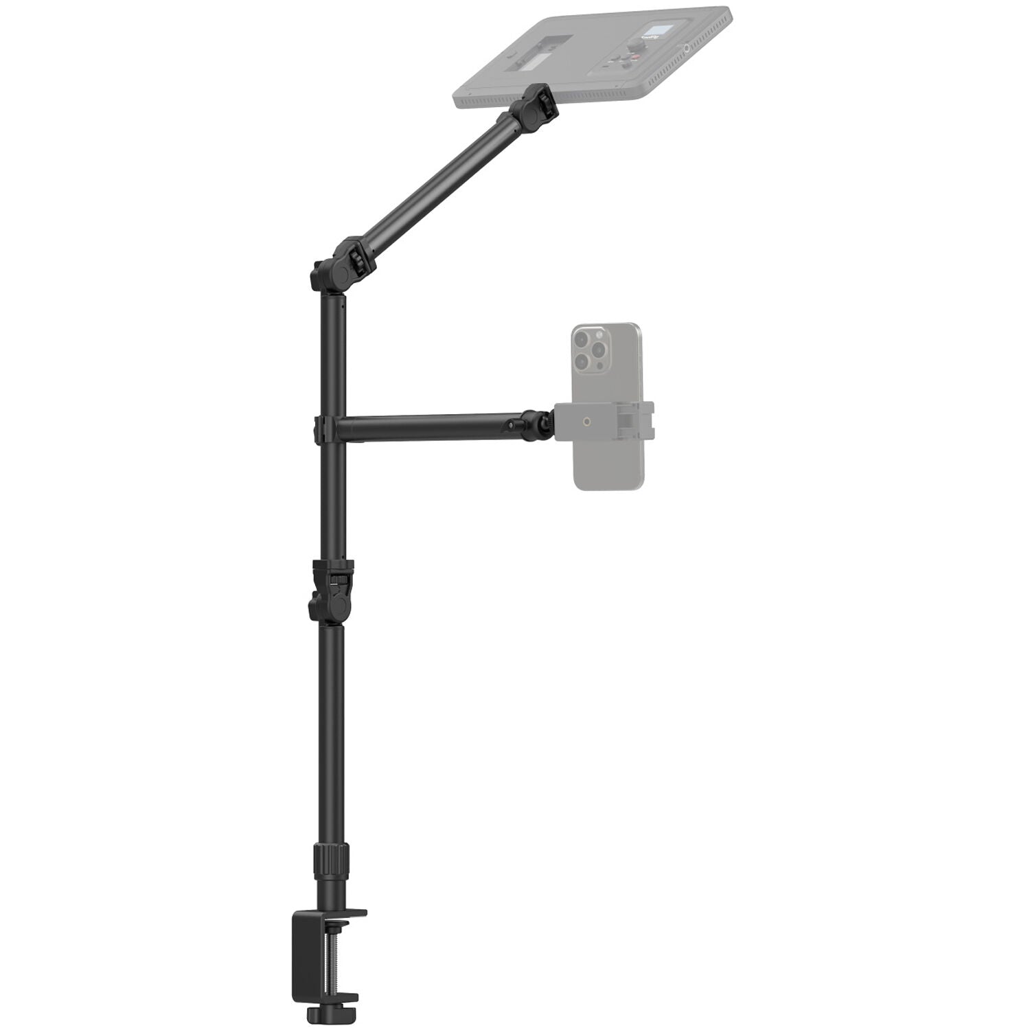 SmallRig Live Desktop Camera Bracket DT-50 mounted on a desk, showcasing compact tripod support for DSLR or mirrorless cameras.