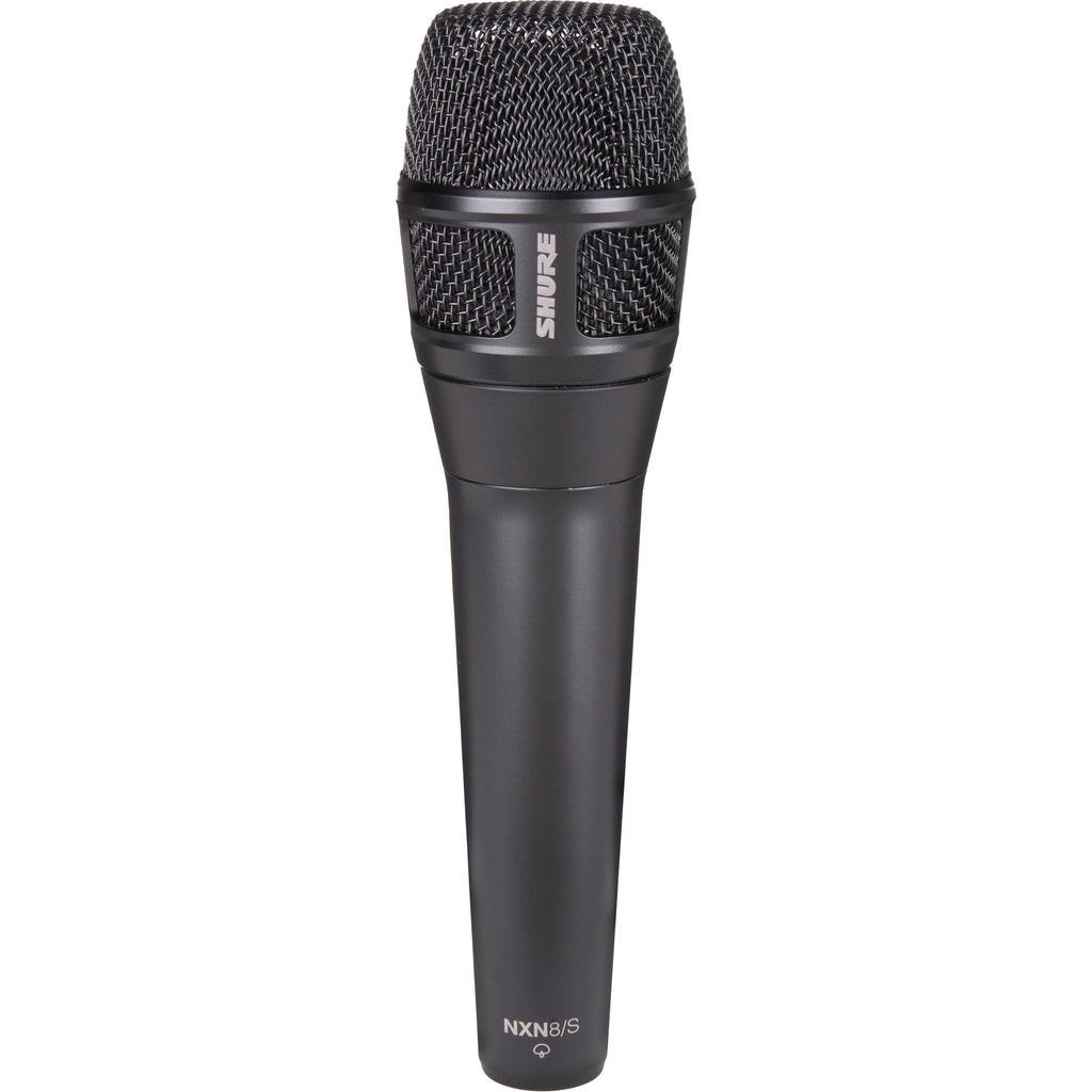 Shure Nexadyne 8/S dynamic microphone with black body and grille, designed for professional audio recording and live sound.