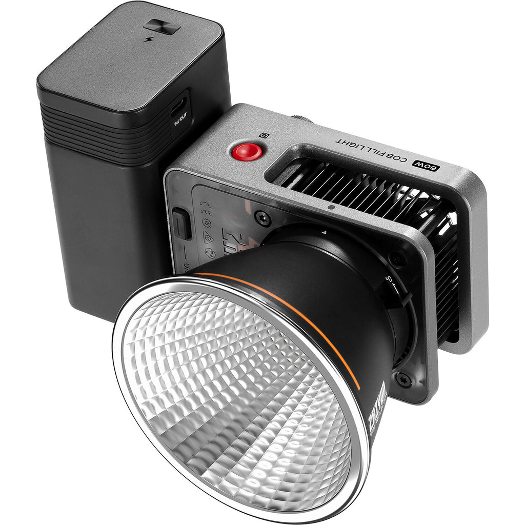 Zhiyun Molus X60 Pro bi-color LED light panel with adjustable brightness and color temperature, showcasing its sleek design and controls.
