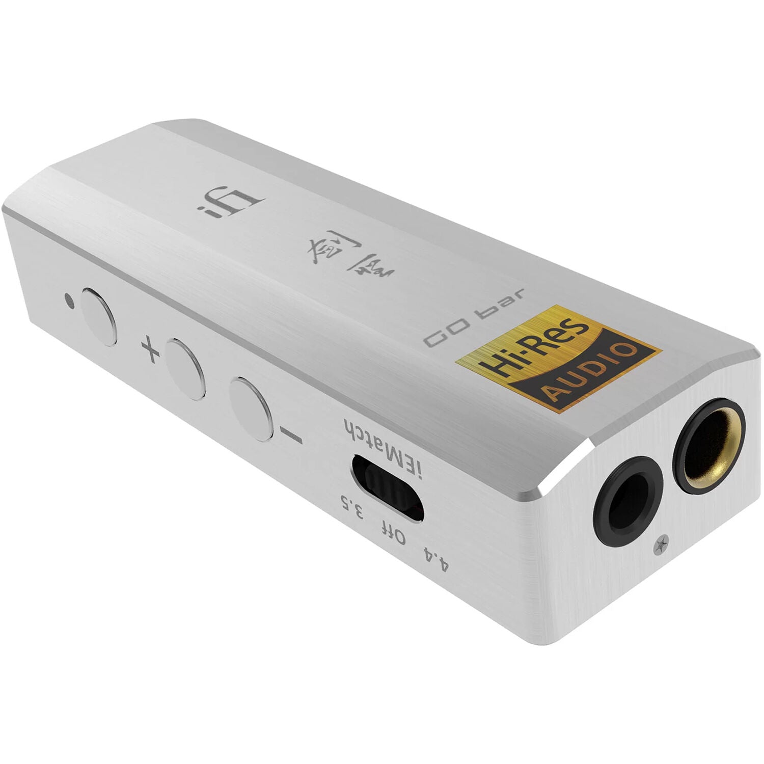 iFi Audio GO Bar Kensei portable headphone amplifier and DAC with sleek design and multiple connection ports.