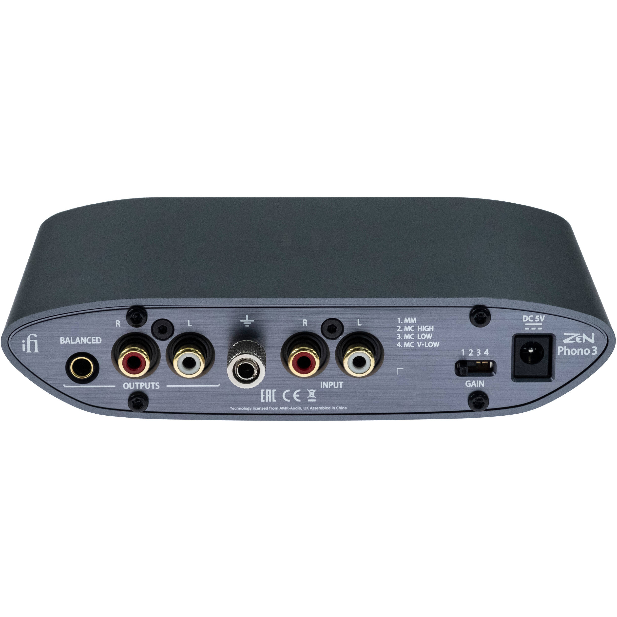 iFi Audio Zen Phono 3 phono preamp with sleek design and control knobs, used for turntable signal enhancement.