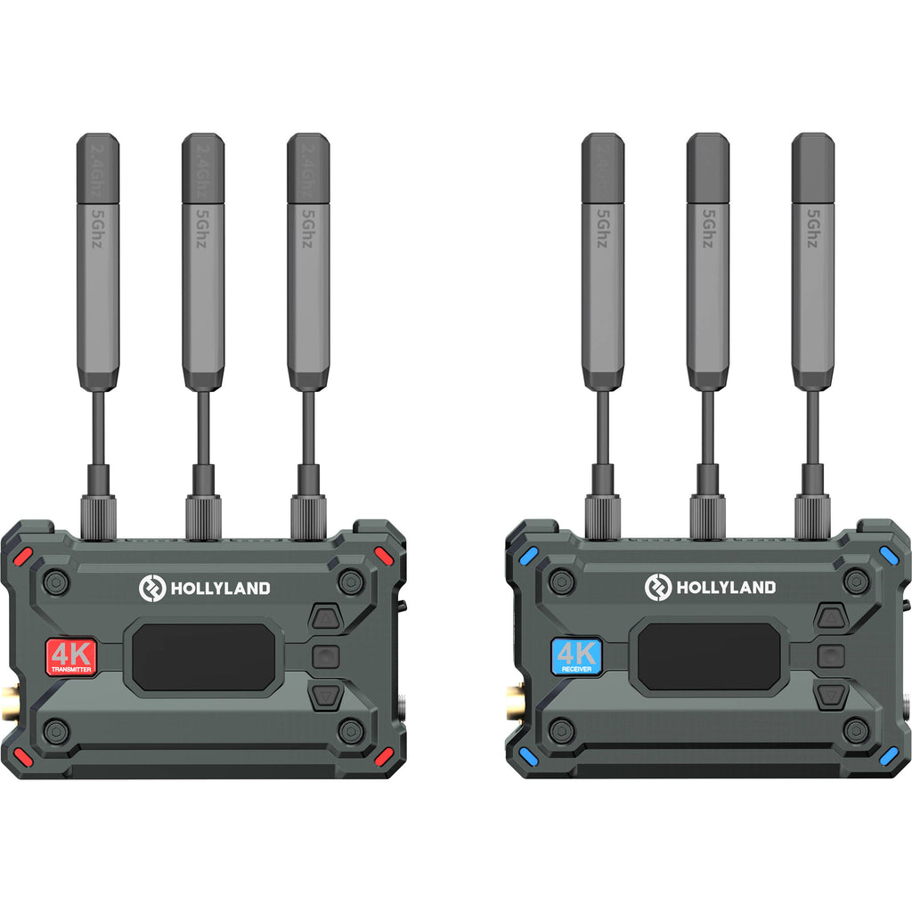 Hollyland Pyro S wireless video transmission system with compact transmitter and receiver units for professional video streaming.