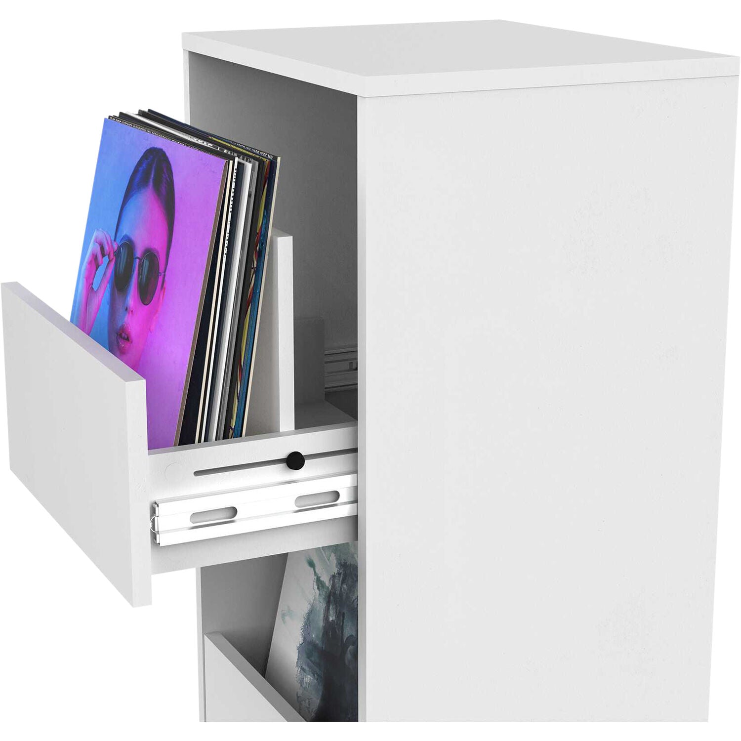 Glorious Vinyl Vault DJ table with sleek design and sturdy construction, ideal for vinyl record storage and DJ setup.