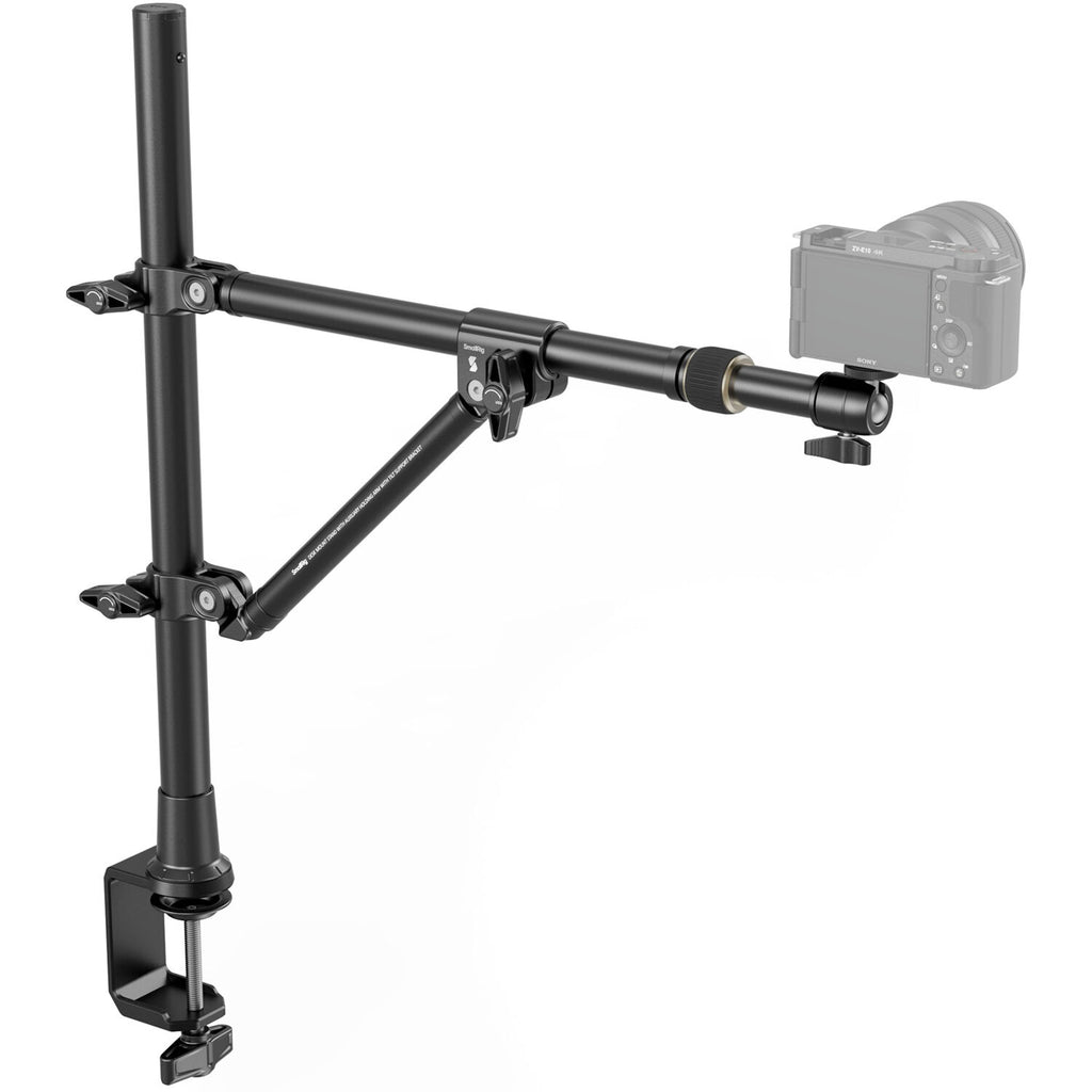 SmallRig desktop overhead photography and live streaming bracket mounted on a camera setup for professional video recording.