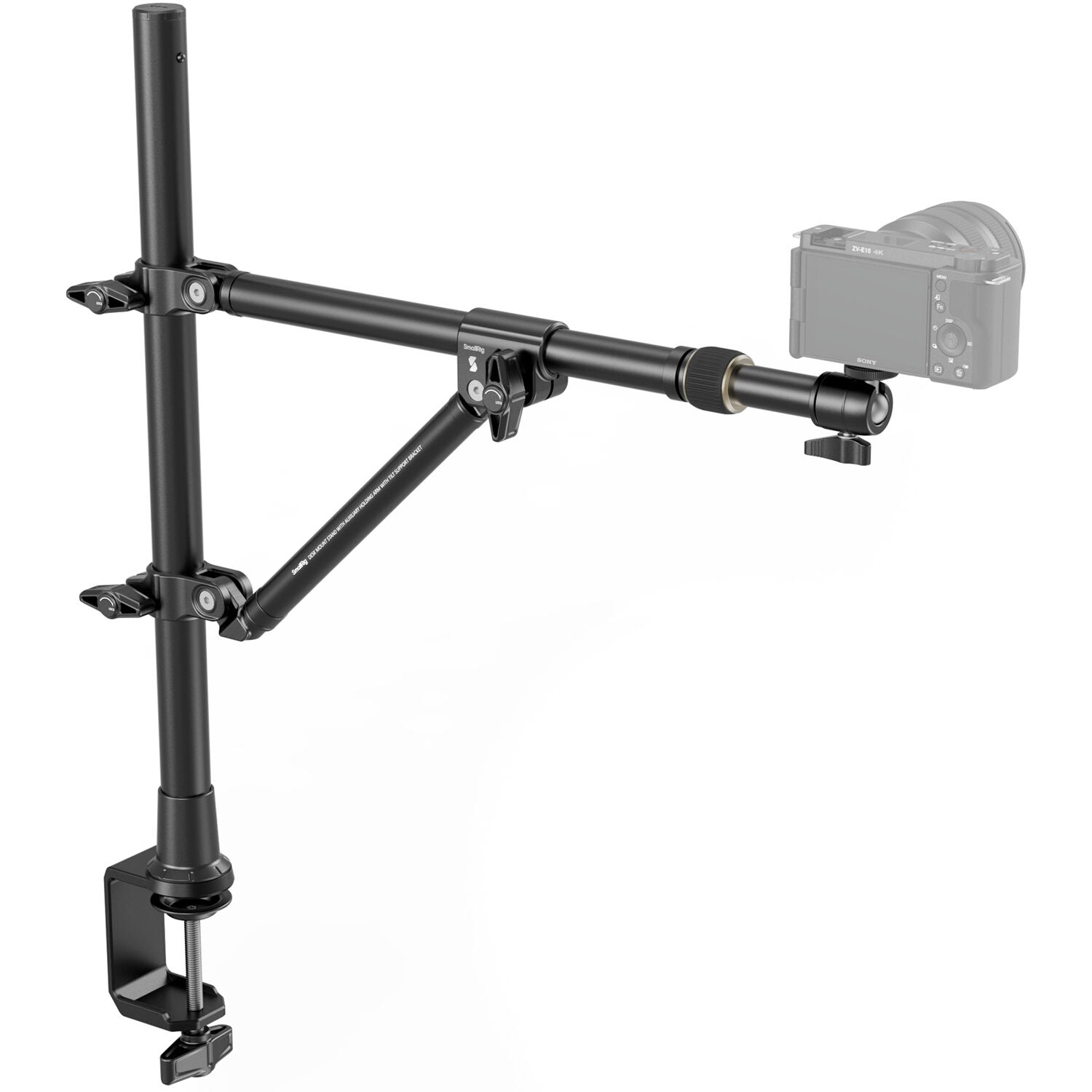 SmallRig desktop overhead photography and live streaming bracket mounted on a camera setup for professional video recording.