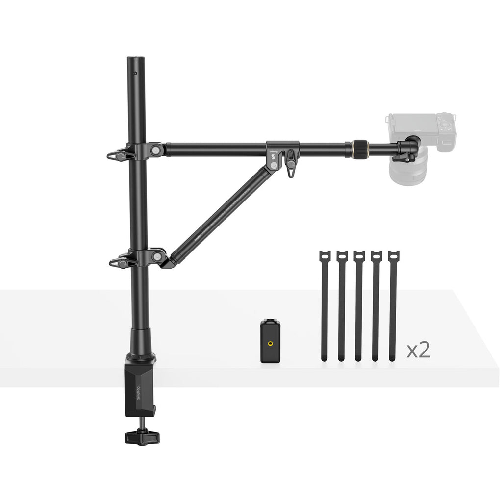 SmallRig desktop overhead photography and live streaming bracket with adjustable arms and mounting options for video equipment.