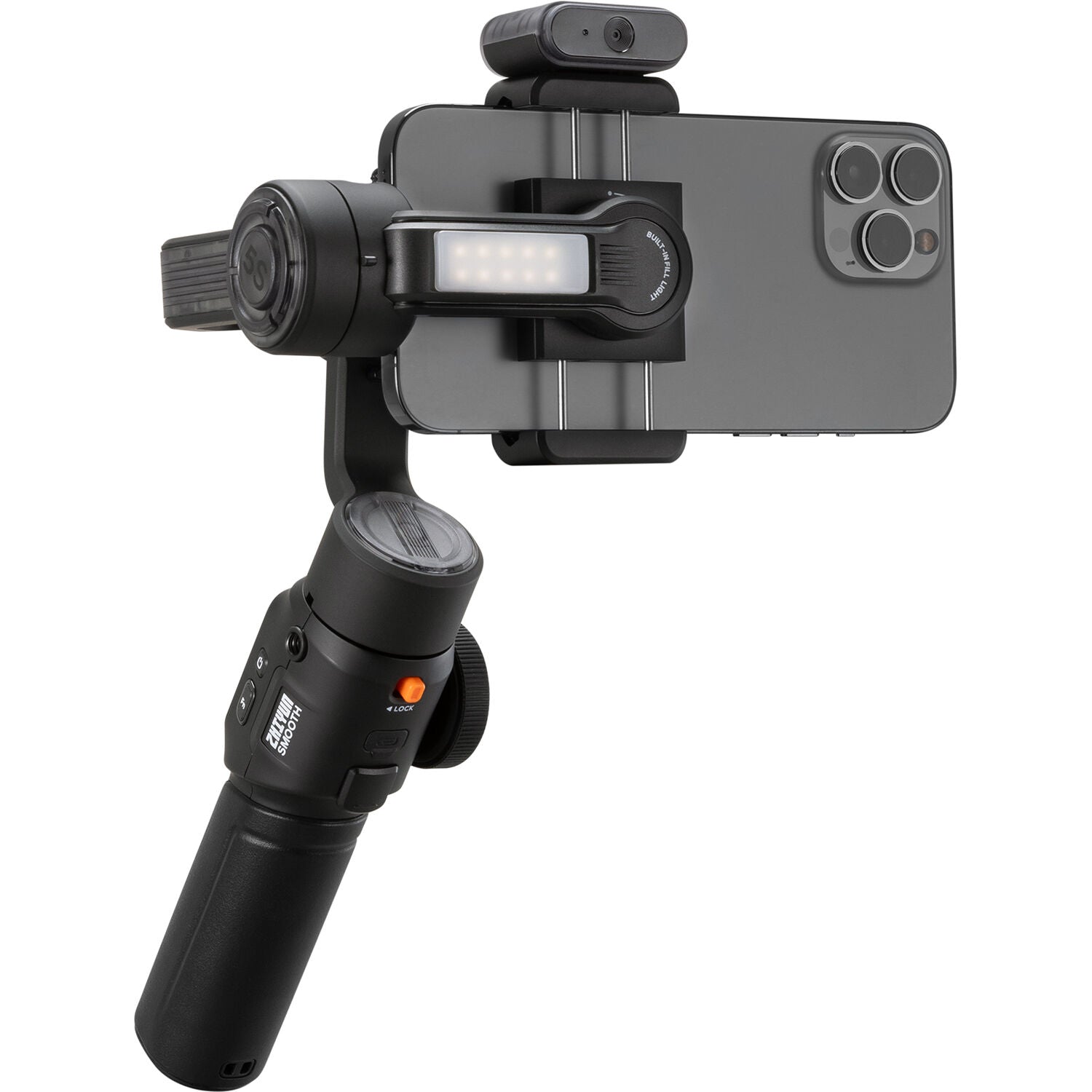 Zhiyun Smooth 5S AI handheld gimbal stabilizer for smooth video recording, featuring advanced stabilization technology.