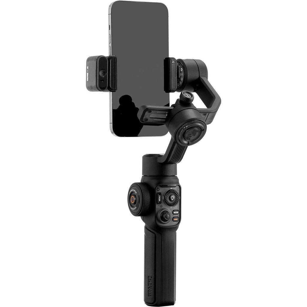 Zhiyun Smooth 5S AI professional gimbal stabilizer for smartphones, featuring sleek design and advanced stabilization technology.