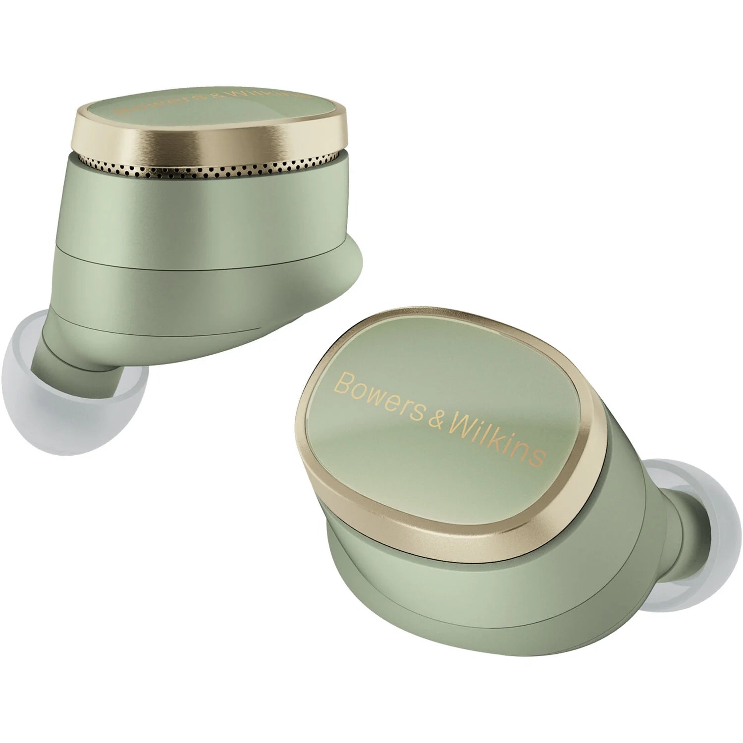 Bowers & Wilkins Pi8 wireless in-ear headphones with sleek black earbuds and integrated ear tips for a secure fit.