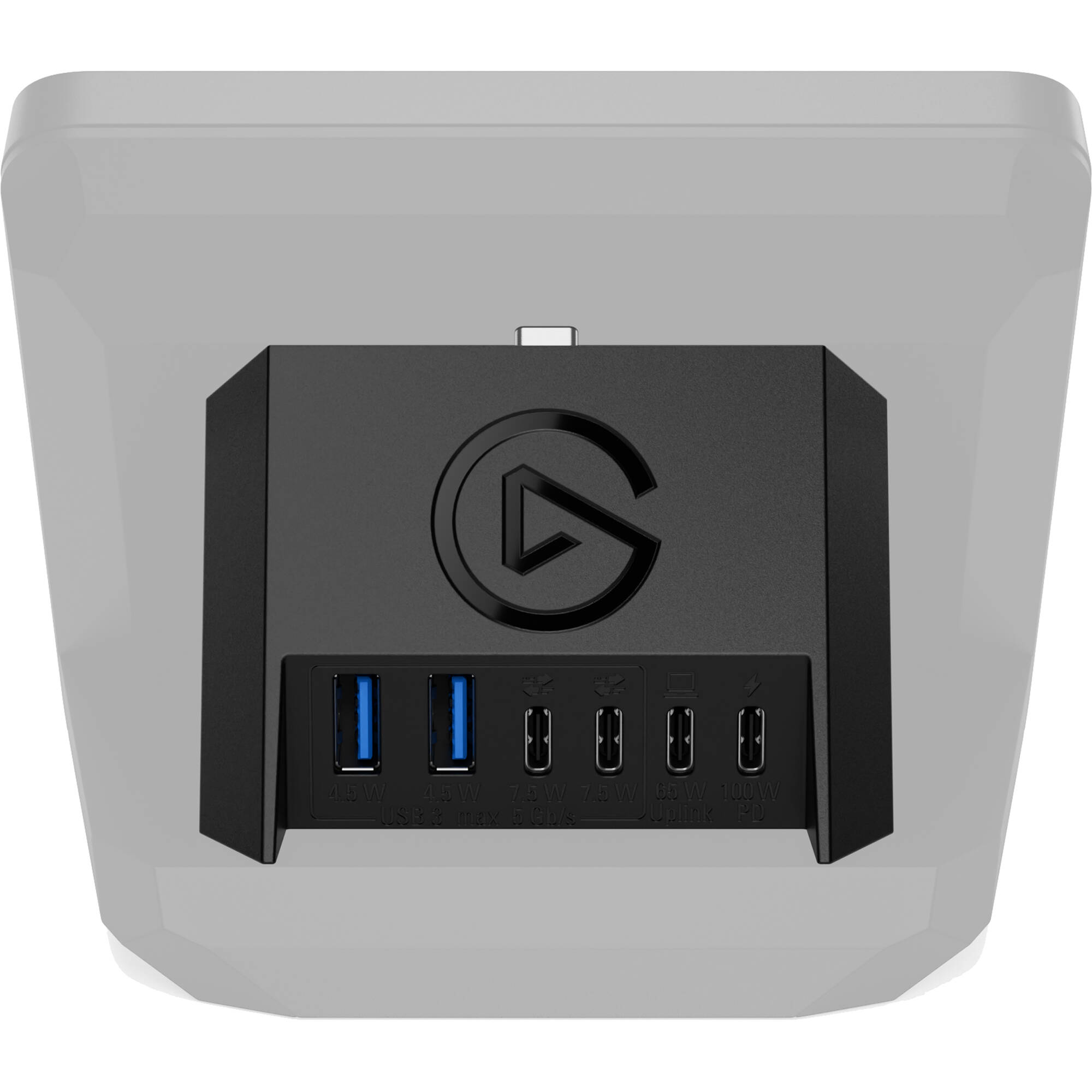 Elgato USB hub for Stream Deck+ video equipment, featuring multiple USB ports and sleek design for seamless connectivity.