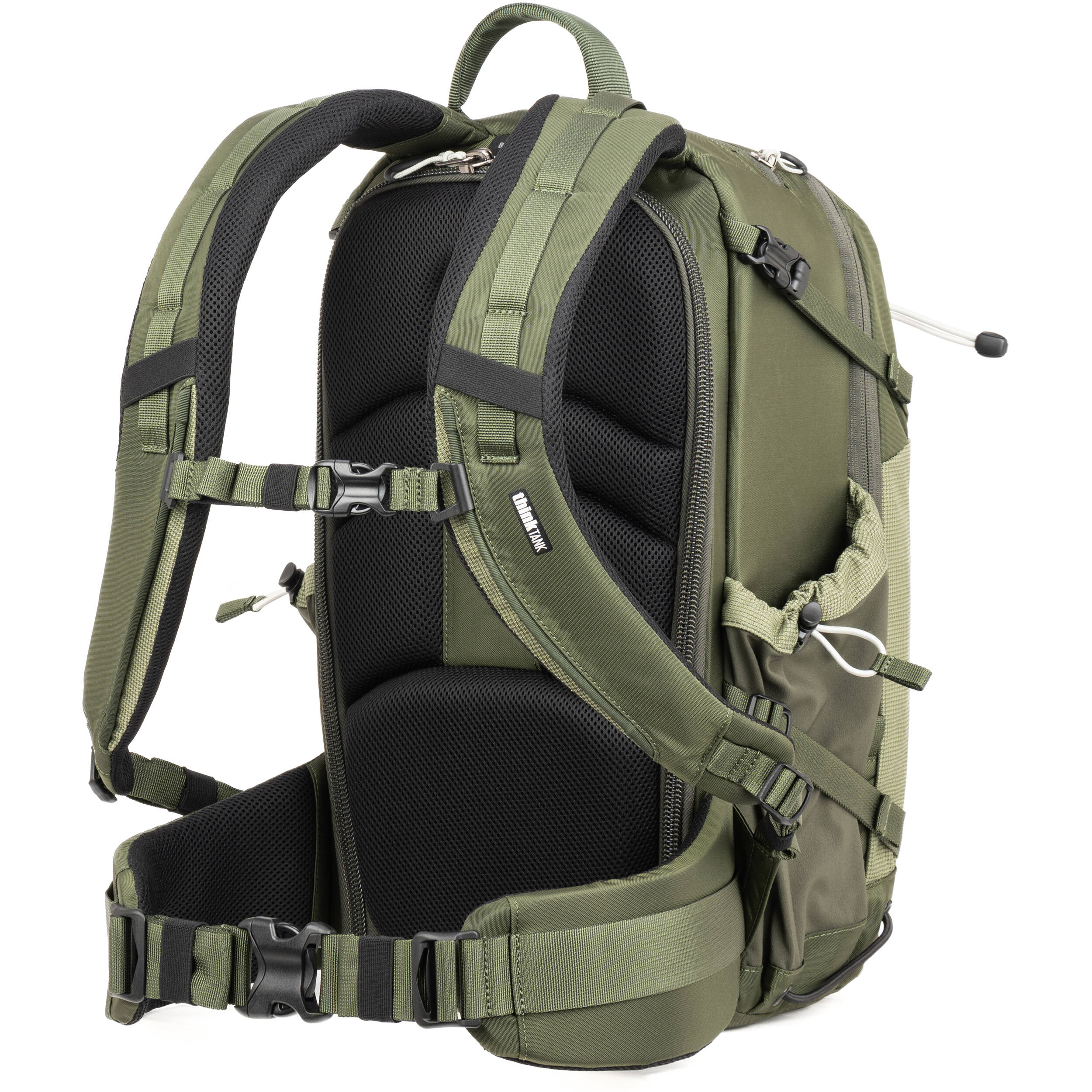 Think Tank Mindshift BackLight video equipment bag with padded compartments and adjustable straps, designed for photographers and videographers.