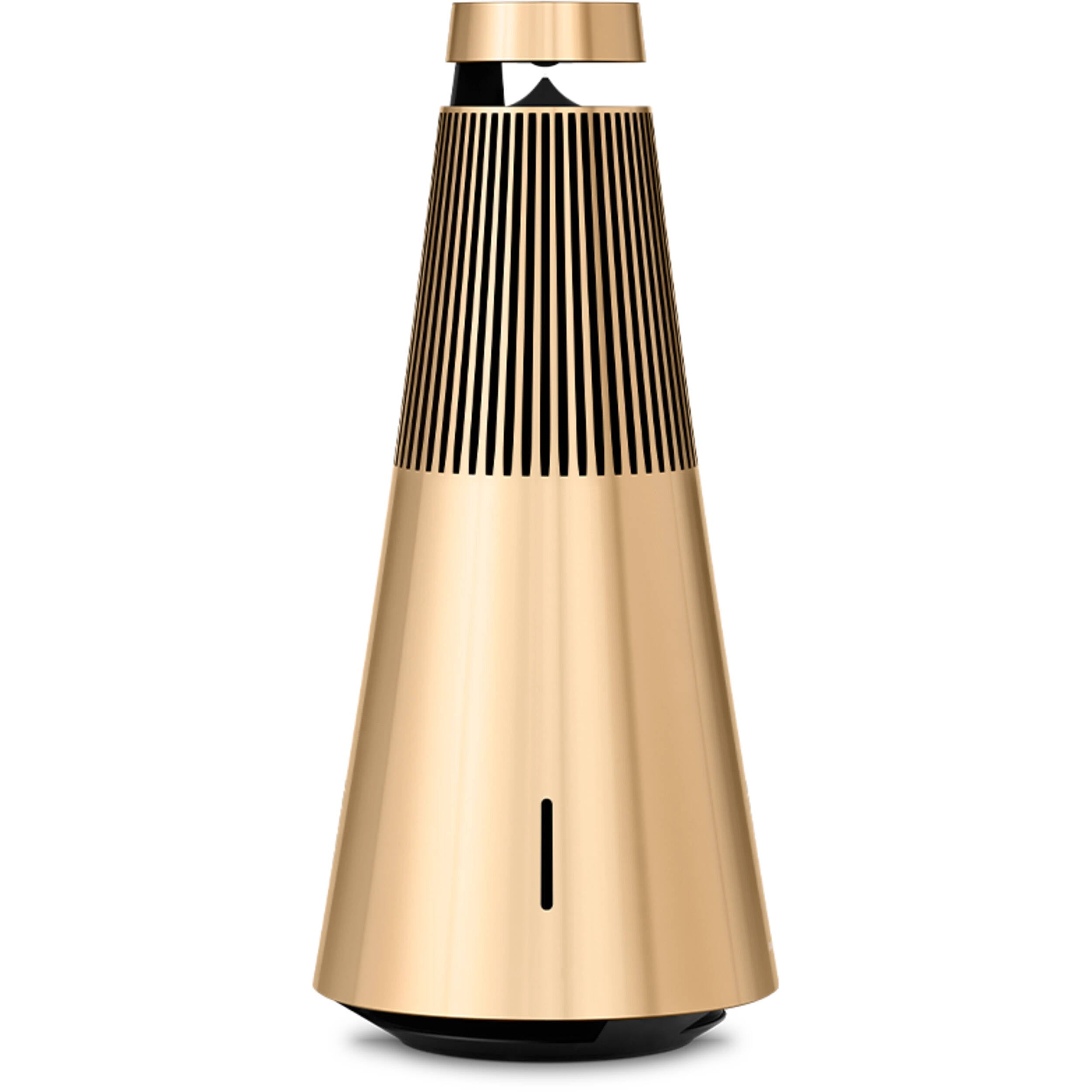 Bang & Olufsen Beosound 2 3rd Gen wireless speaker in sleek cylindrical design with control buttons on top.