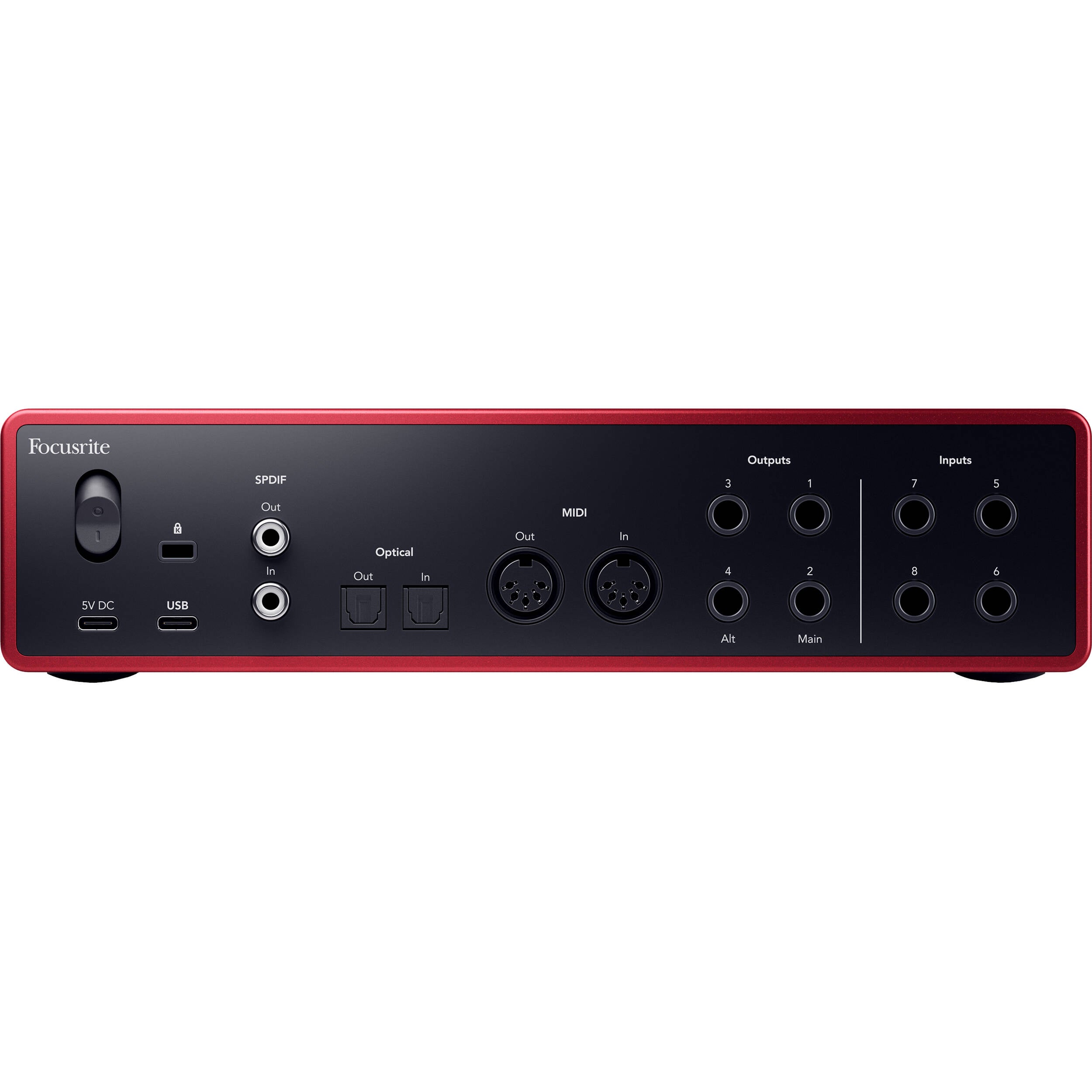 Focusrite Scarlett 18i16 4th Gen audio interface with multiple input and output ports, compact design, and professional-grade controls.
