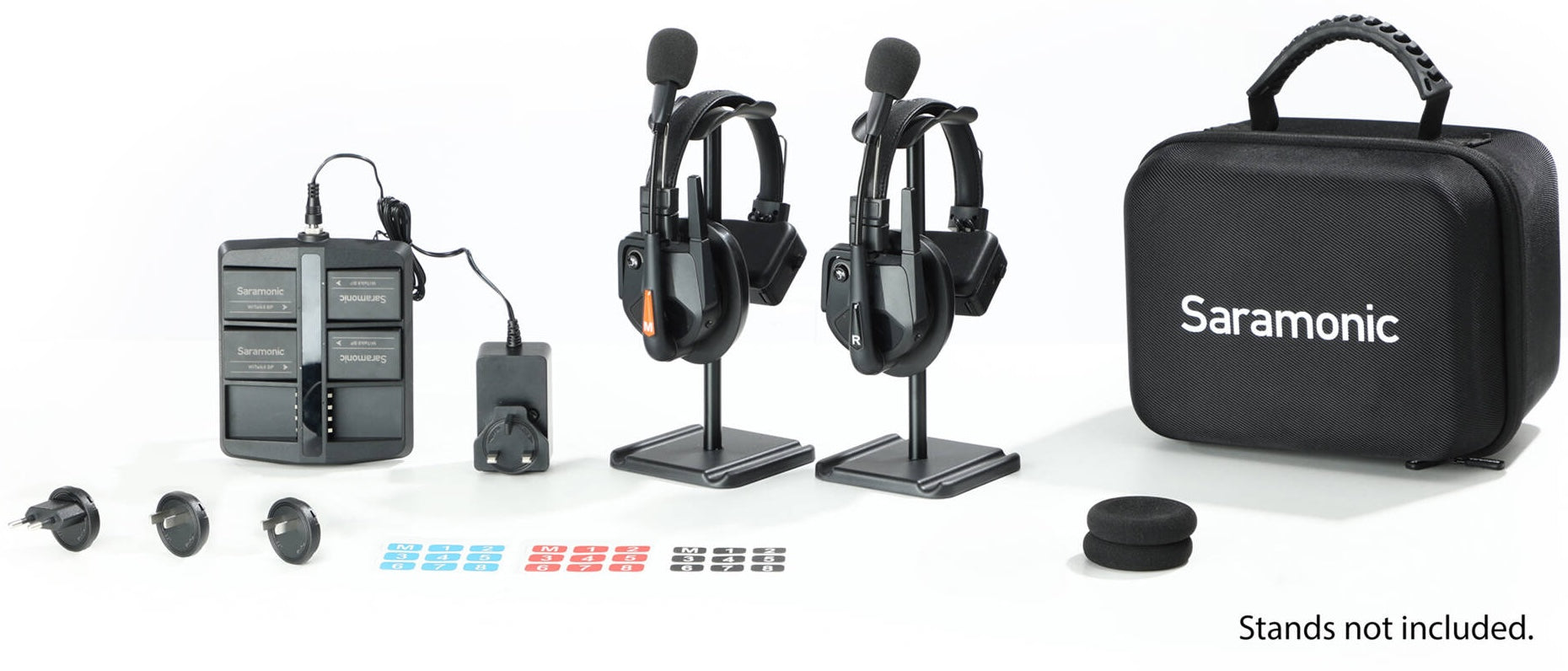 Saramonic WiTalk9 WT2S two-person wireless video microphone system with compact receivers and transmitters for professional audio.