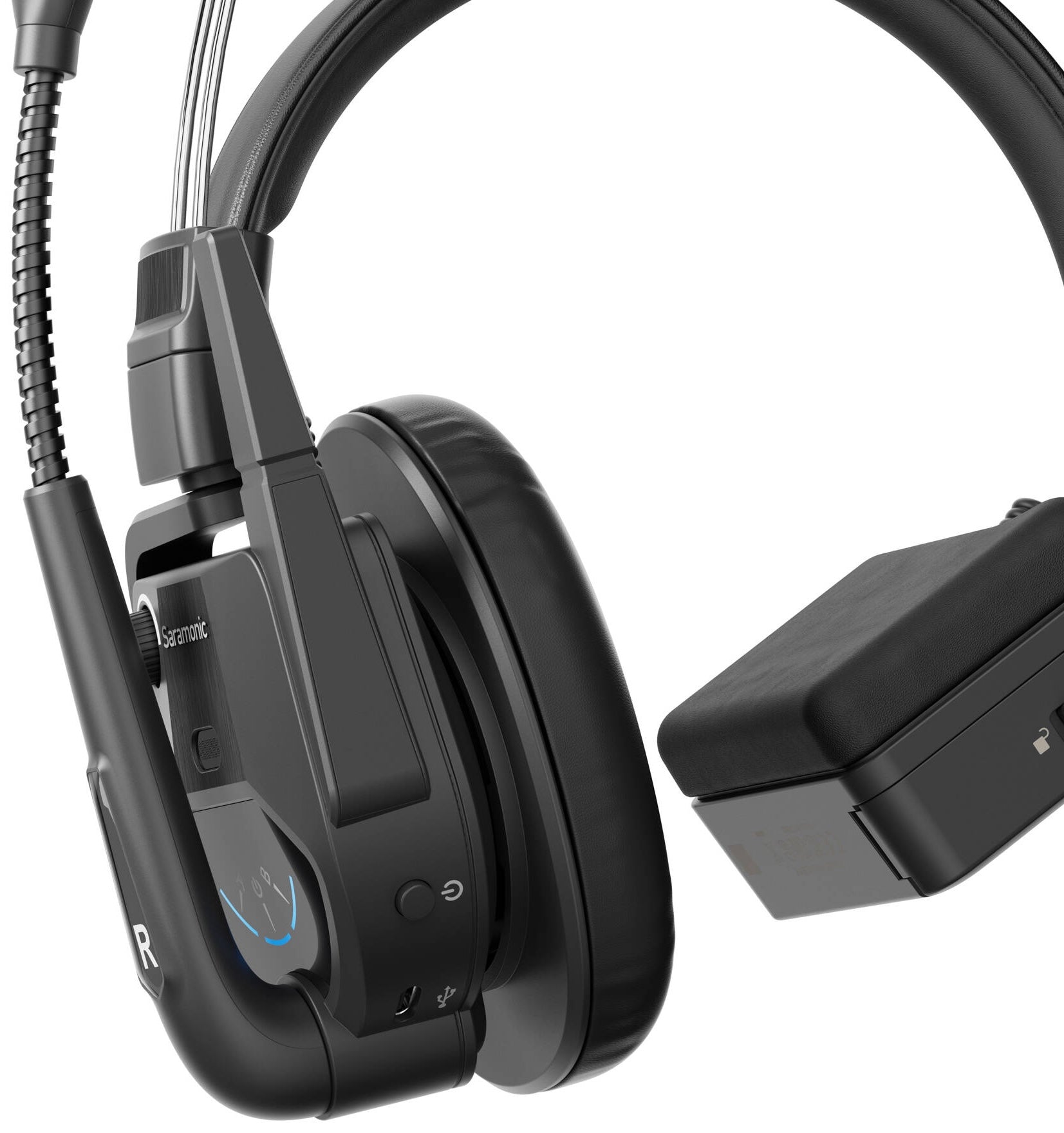 Saramonic WiTalk9 WT7S 7-person wireless video equipment with microphones and receiver for professional audio recording.