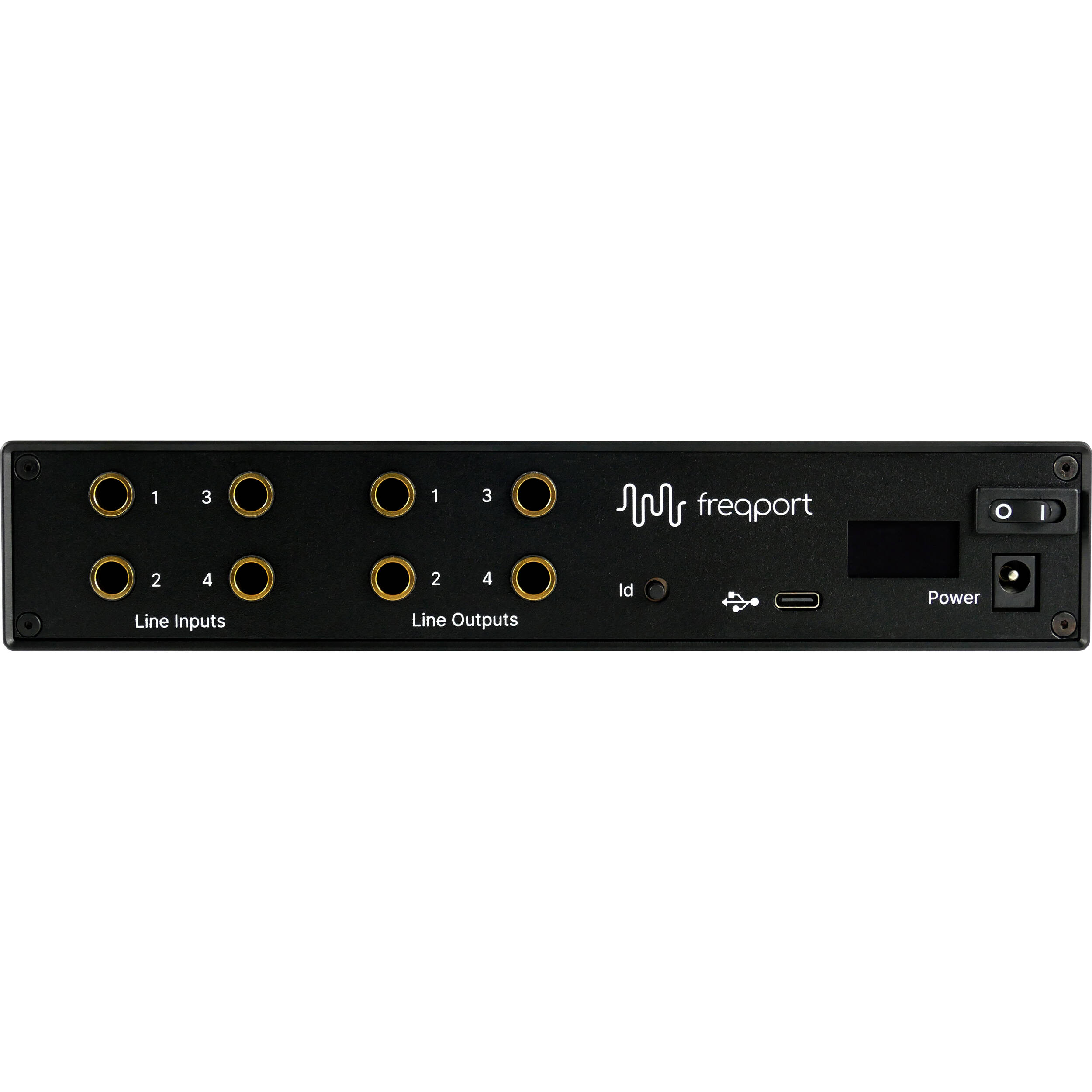 Freqport FreqInOut FO1 audio interface with input and output ports, compact design, and professional audio connectivity.