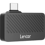 Lexar Go Portable SSD external drive with sleek design and USB connection, ideal for fast data storage and transfer.