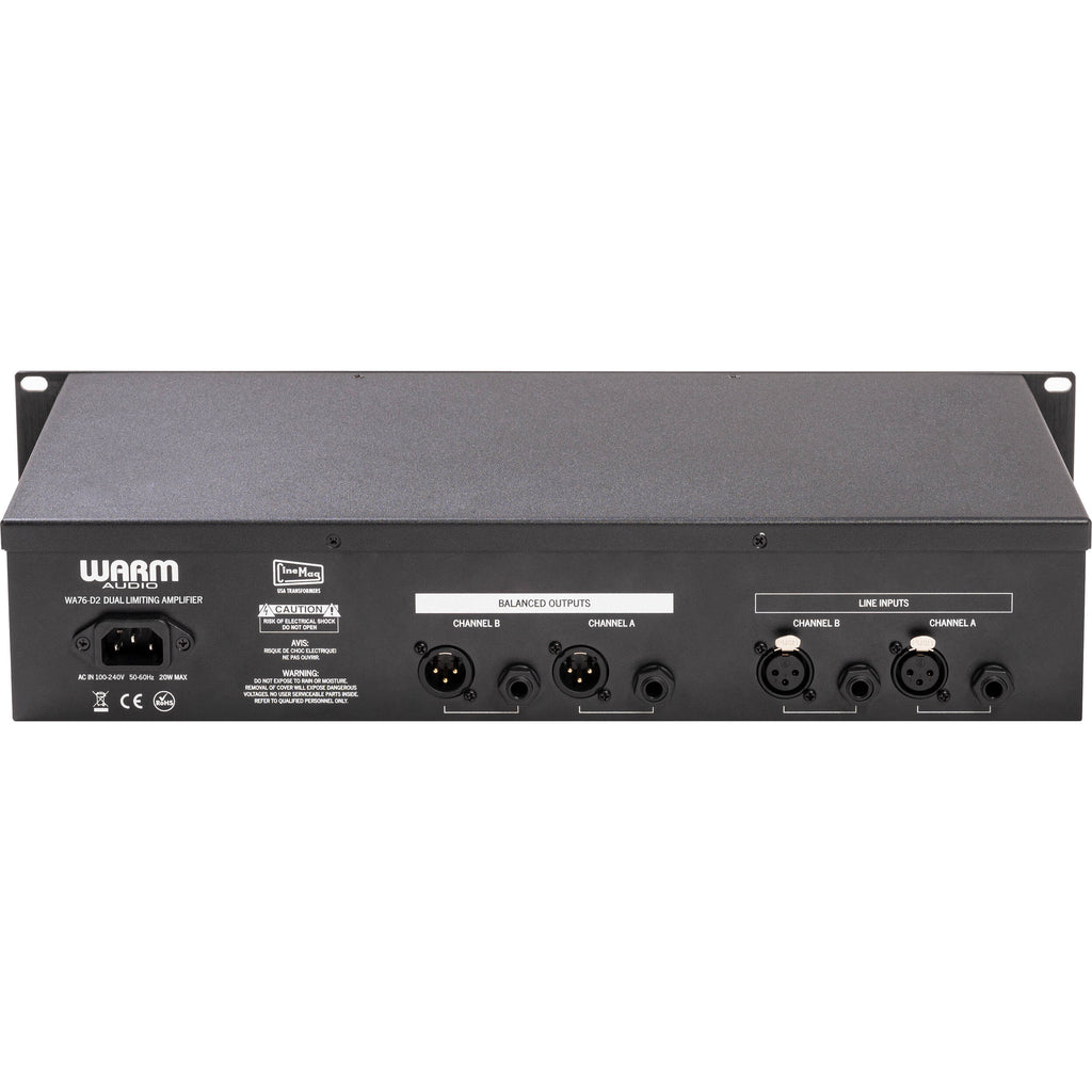 Warm Audio WA76-D2 signal processor featuring vintage-style analog compressor and dedicated controls on a professional audio unit.
