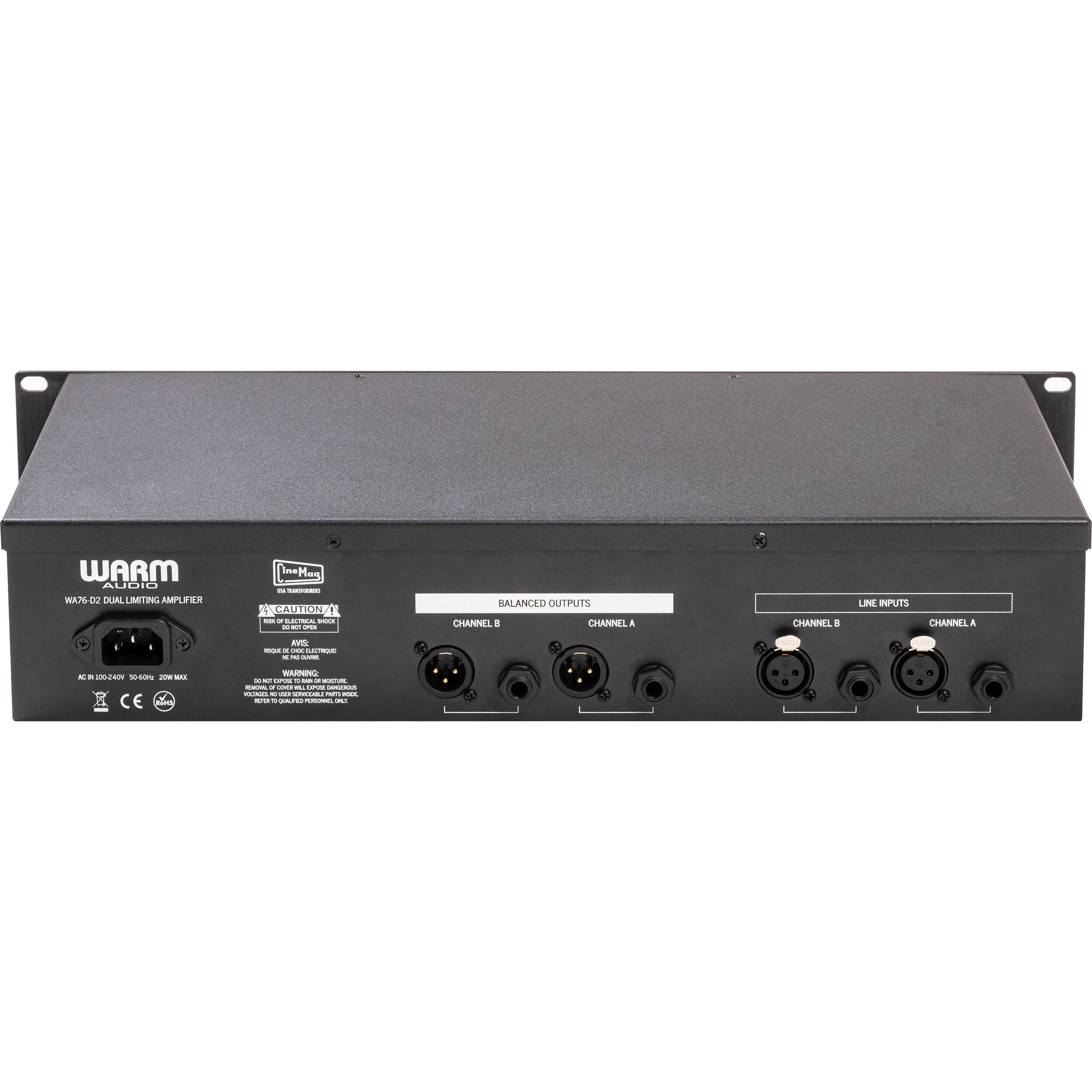 Warm Audio WA76-D2 signal processor featuring vintage-style analog compressor and dedicated controls on a professional audio unit.