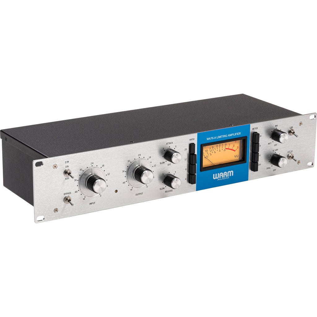 Warm Audio WA76-A effects processor with vintage-style controls and metallic finish, designed for professional sound enhancement.