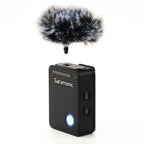 Saramonic Ultra Creator Wireless Microphone System with compact transmitter and receiver showing controls and antenna.