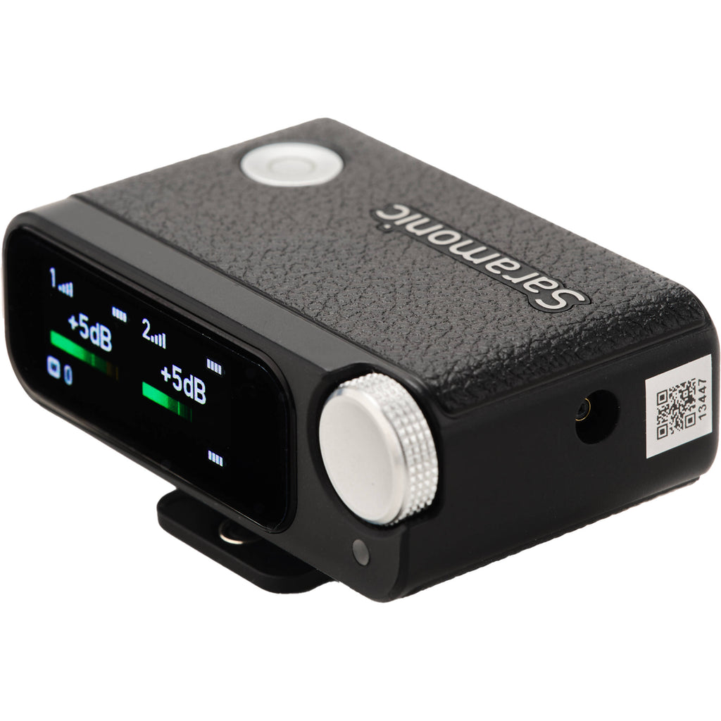 Saramonic Ultra wireless microphone system with Lavalier microphones for creators, shown with transmitter and receiver units.