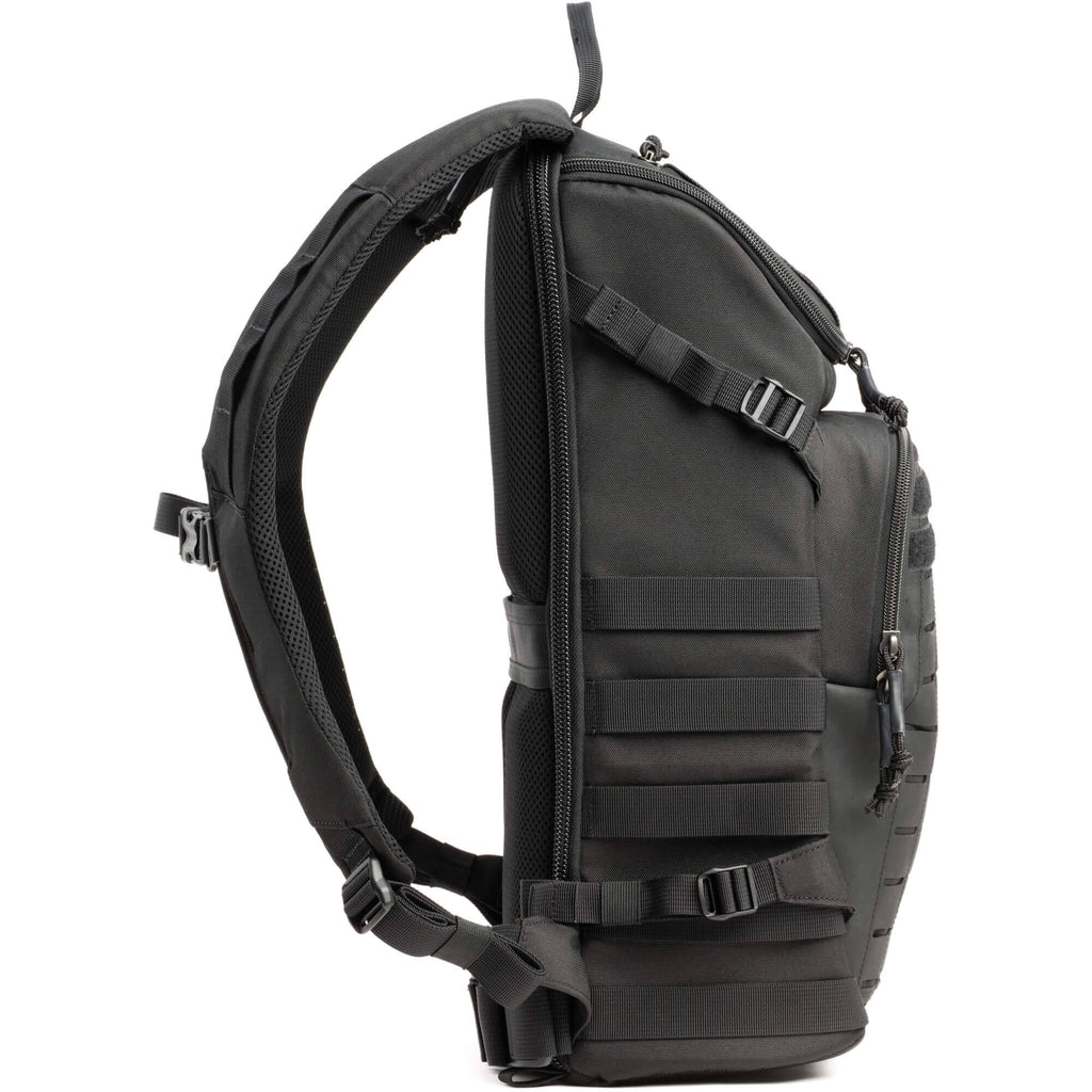 Think Tank DarkLight video equipment bag with padded compartments and sturdy handle for professional camera gear storage.