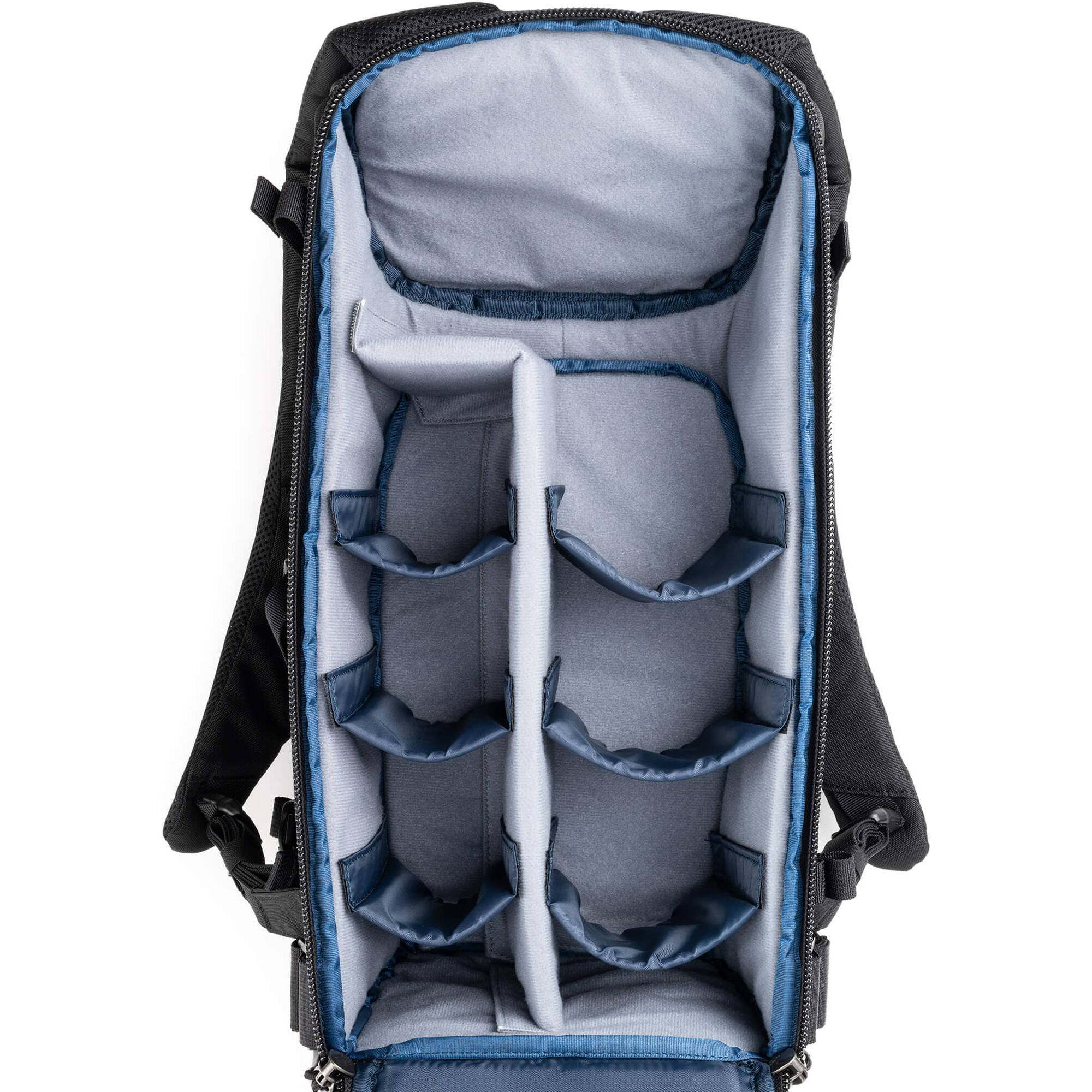 Think Tank DarkLight video equipment bag with padded compartments and adjustable straps for professional camera gear storage.