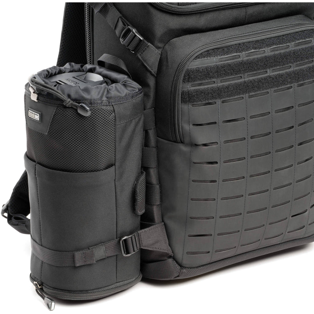 Think Tank DarkLight video equipment bag with padded compartments and adjustable straps for secure camera gear storage.