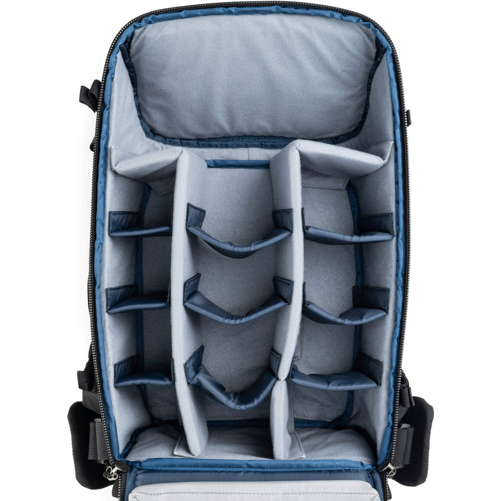 Think Tank DarkLight video equipment bag with padded compartments and sturdy handles for professional camera gear transportation.